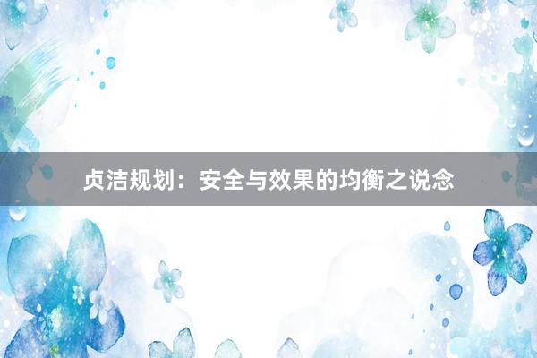 贞洁规划：安全与效果的均衡之说念